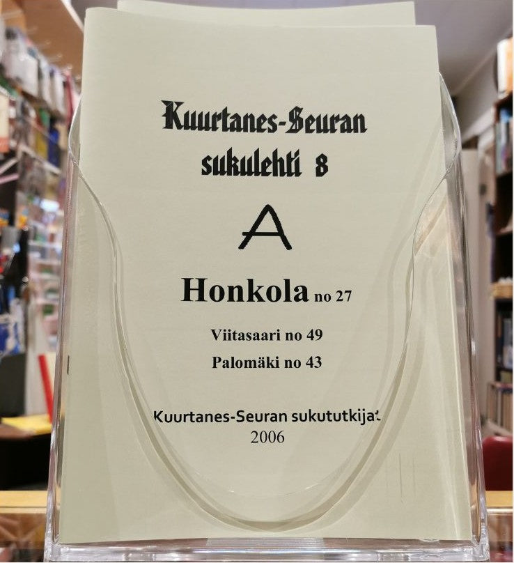 Kuurtanes-Seuran sukulehti nro 8. Honkola